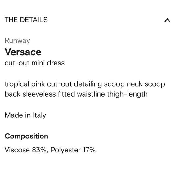 Versace Runway IT 44/ US 8 Cut Out Stretch Jersey Mini Dress Pink NWT$2,025 - Picture 16 of 16